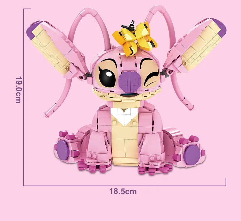 Christmas Stitch Angel CP Building Blocks 2025-Large Piece Cartoon Toys Moving Ears Kids Assembly Birthday Gift for Boys Girls