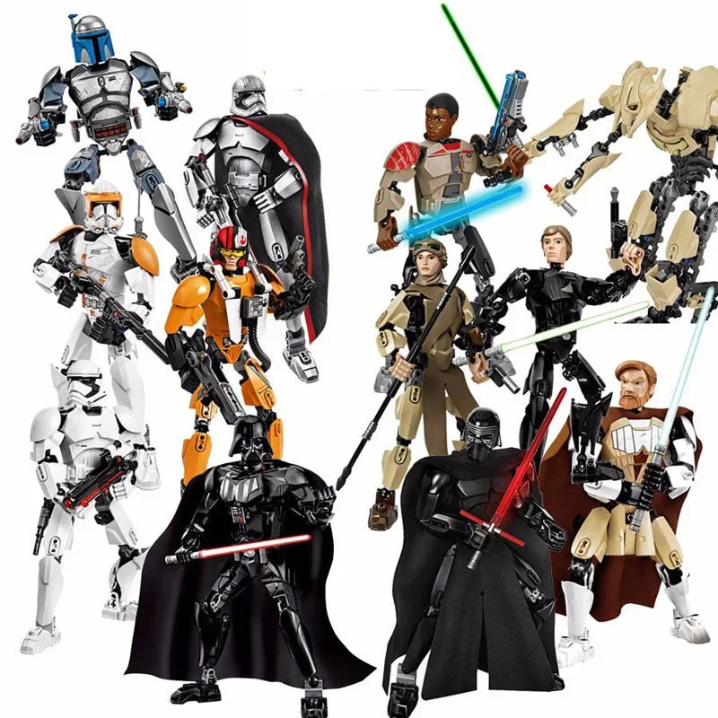Space Wars Buildable Action Figures Kylo Ren Chewbacca Boba Jango Fett General Grievous Toys for Kids (KSZ605/617/326)
