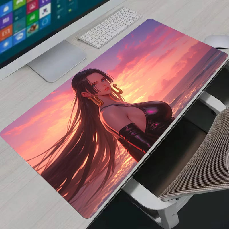 Mouse Pad Large One Piece Boa Hancock Gaming MousePad Anime Girl Gamer Computer Accessories Keyboard Pad Rubber Base Desk Mat