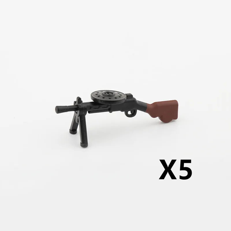 5/10 WW2 Soldier Weapons Building Block Two-color Printing Machine Rifle Submachine Sniper Guns Military Accessories Bricks C238