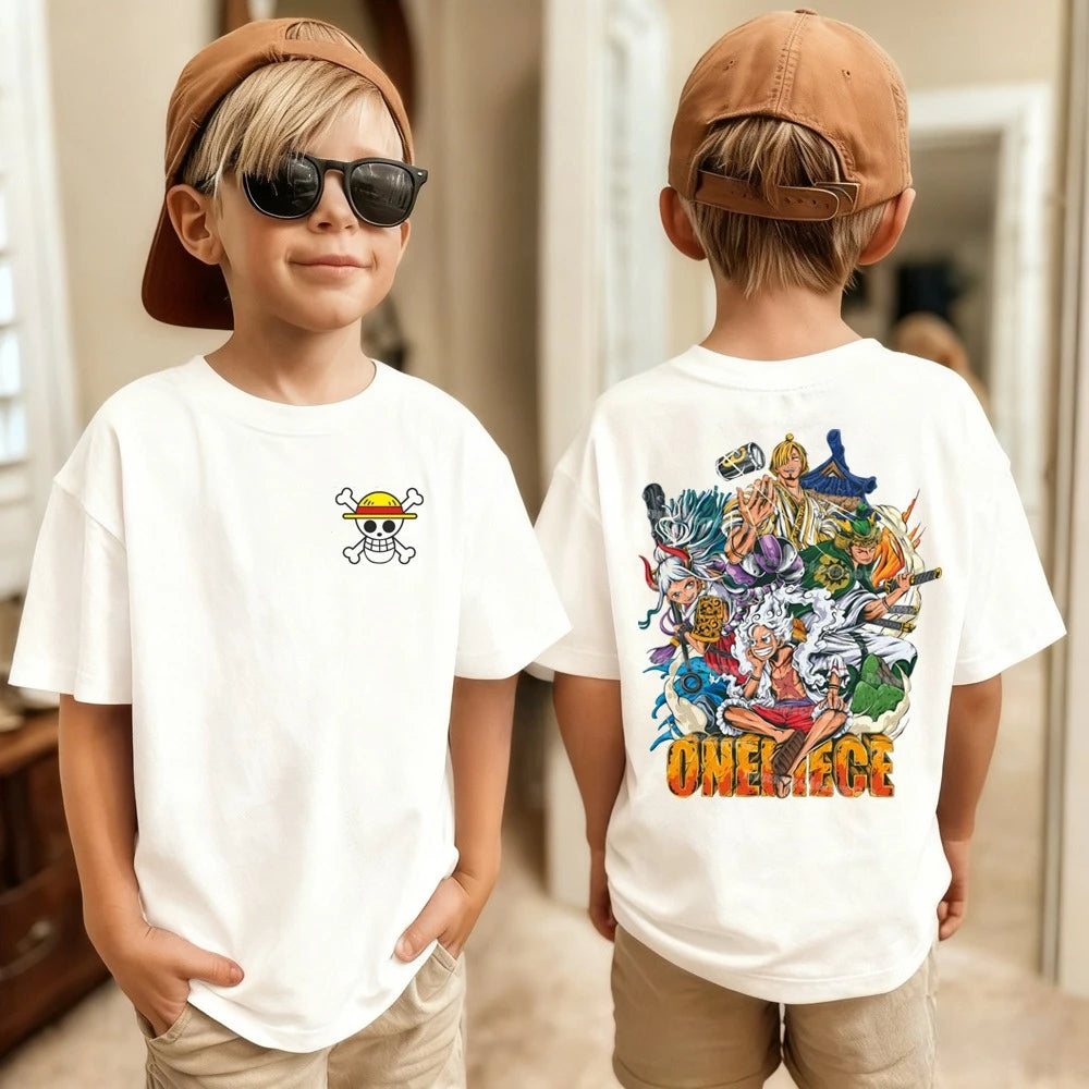 One Piece Japanese Anime Printed Men's T-Shirt Roronoa Zoro Children's Harajuku Short Sleeve Kids Luffy Cotton T-shirt Clothing