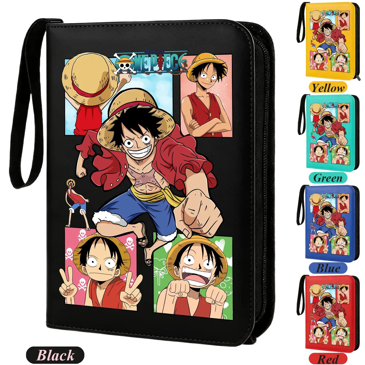ONE PIECE Card Album Anime Collectible Book Binder 4 Card Slot Collectible Game Cards Binder Holder Zipper Gifts Toys