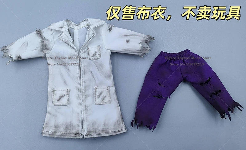 1/12 Scale Doc. Lizard Action Figure White Ripped Coat Purple Shorts Clothes Toys Accessory For 6" Ml Soldier Diy Decoration