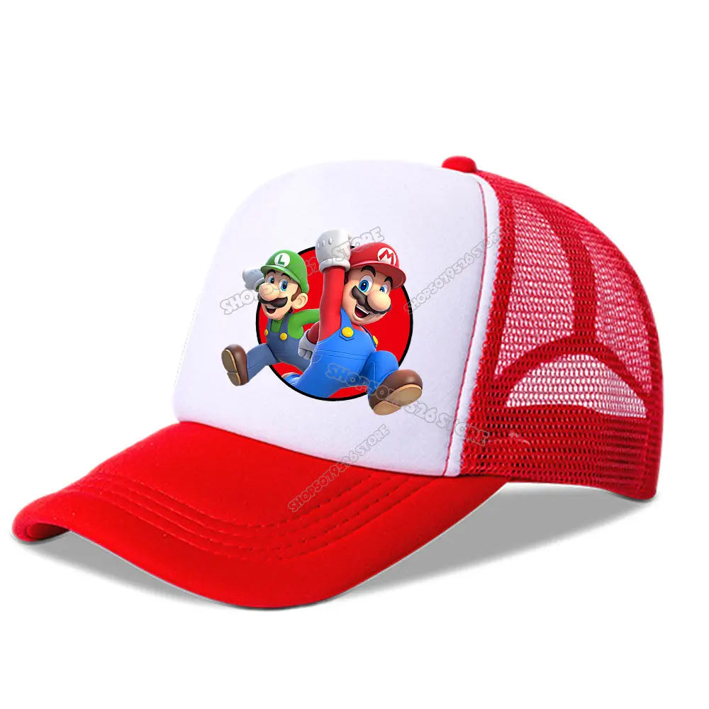 Super Marios Bros Baseball Cap Peach Princess Girl Cute Mesh Hat  Anime Kids Peak Cap Cartoon Boy Sunhat Men Women Lover Dad Hat