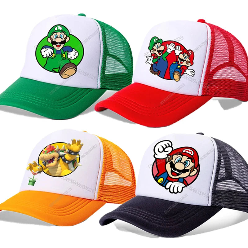Super Marios Bros Baseball Cap Peach Princess Girl Cute Mesh Hat  Anime Kids Peak Cap Cartoon Boy Sunhat Men Women Lover Dad Hat