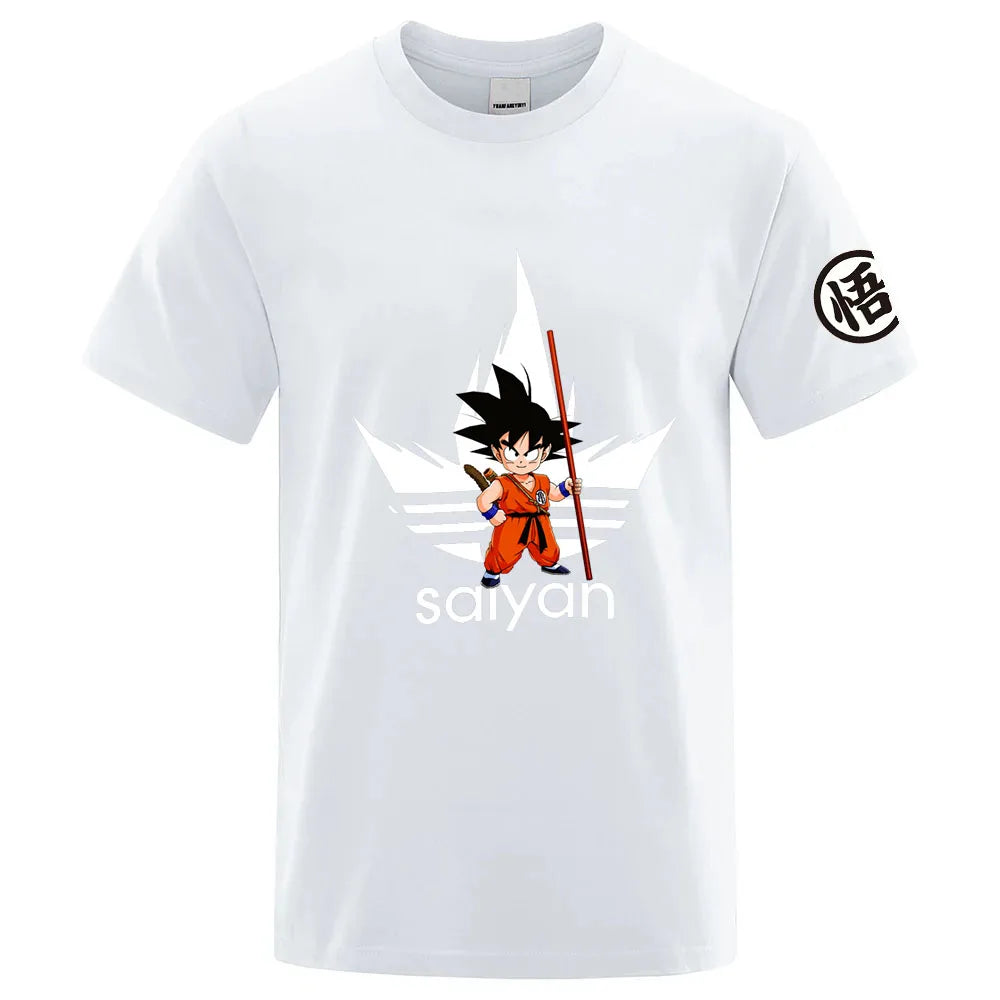 2026 Dragon Ball Print Summer Men's New Goku Regular Short Sleeve Solid Color Thin Casual Cool Harajuku Breathable Tops