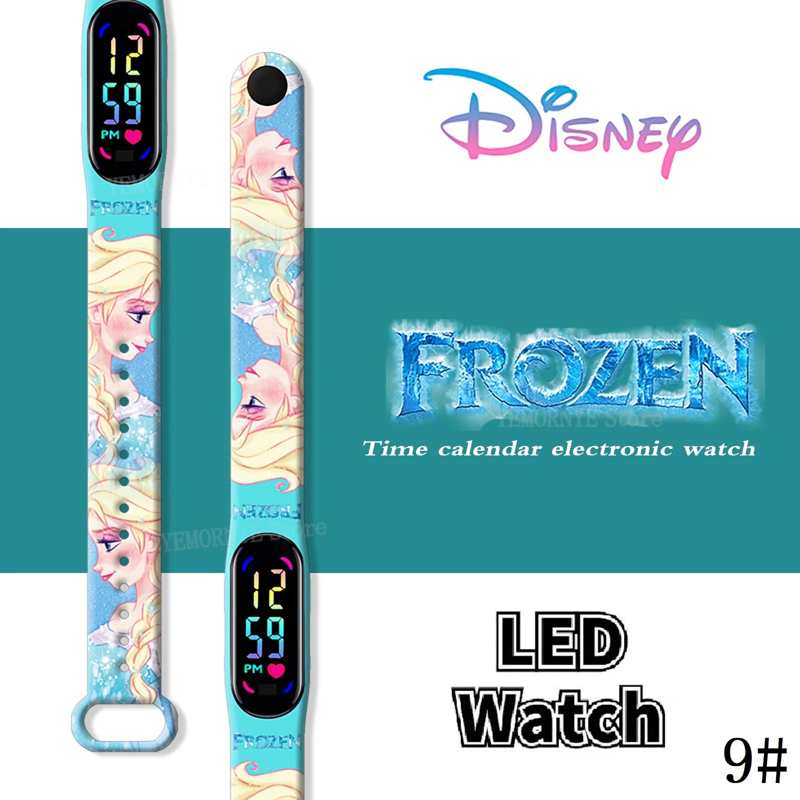 Disney Frozen Digital Kids' Watches Anime Figures LED Luminous Watch Touch Waterproof Electronic Sports Watch Kids Birthday Gift
