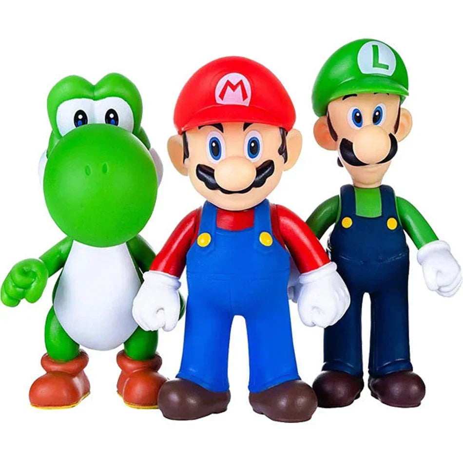 Super Mario Bros Cartoon Dolls Model Birthday Gift Anime Figures Luigi Yoshi Mario Creative Collectible Model Toys