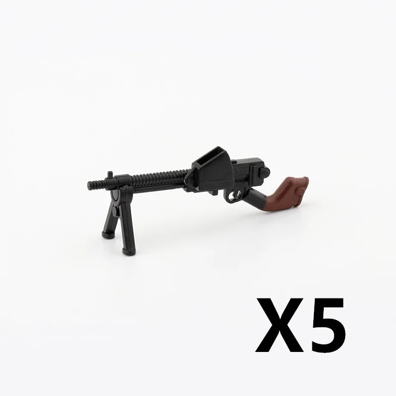 5/10 WW2 Soldier Weapons Building Block Two-color Printing Machine Rifle Submachine Sniper Guns Military Accessories Bricks C238