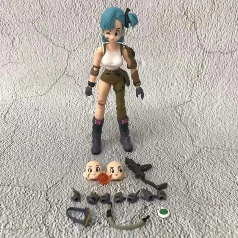 13.5cm Anime Dragon Ball Figures Bulma Goku Action Figure Movable PVC Collection Doll SHF Childhood Son Goku Figurine Model Toys