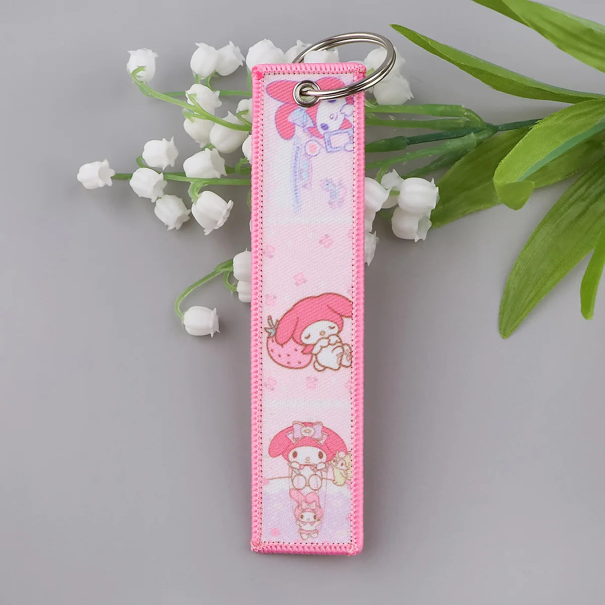 Sanrio Hello Kitty Melody Kuromi Embroidery KeyChain Key Tag Cars Backpack Chaveiro Keychain Keyring Accessories Toy Gift