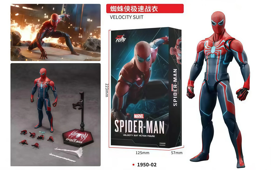 Marvel Avengers Spider-Man Speed Suit Action Figure Toy Display Case Poseable Model Figurine Collectible Birthday Gift