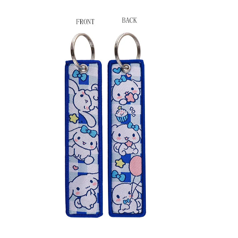 Sanrio Hello Kitty Melody Kuromi Embroidery KeyChain Key Tag Cars Backpack Chaveiro Keychain Keyring Accessories Toy Gift