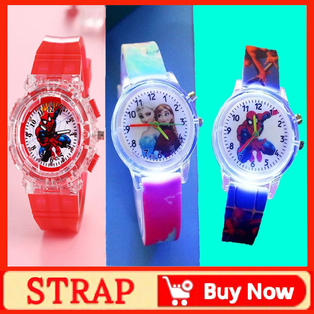 Disney Frozen Digital Kids' Watches Anime Figures LED Luminous Watch Touch Waterproof Electronic Sports Watch Kids Birthday Gift