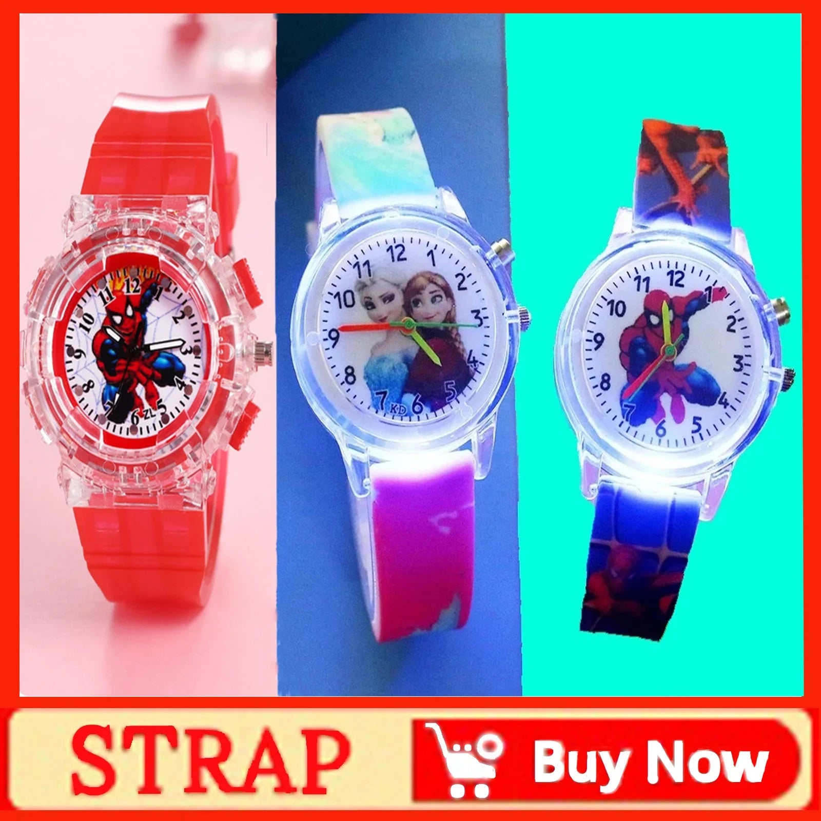 Disney Frozen Digital Kids' Watches Anime Figures LED Luminous Watch Touch Waterproof Electronic Sports Watch Kids Birthday Gift