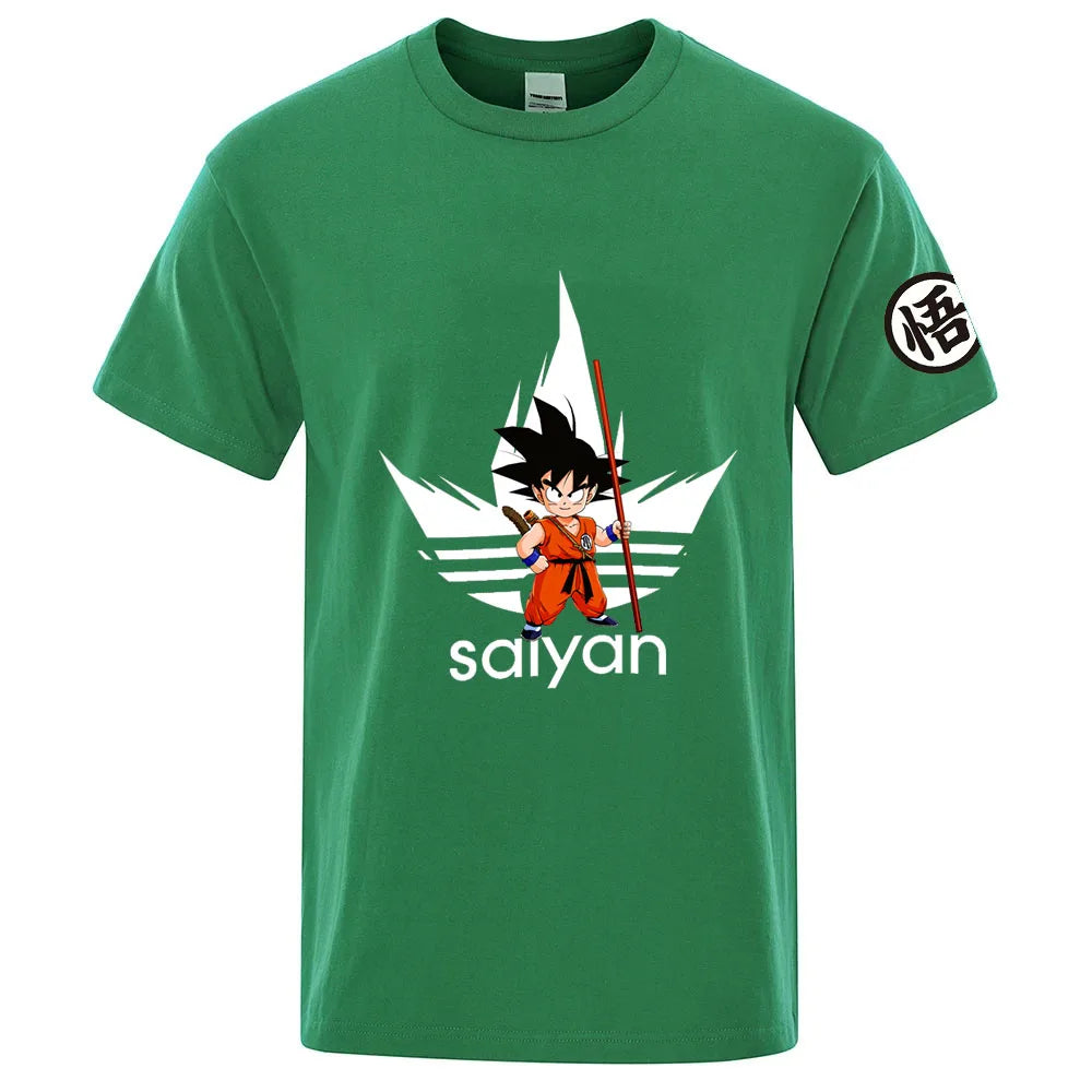 2026 Dragon Ball Print Summer Men's New Goku Regular Short Sleeve Solid Color Thin Casual Cool Harajuku Breathable Tops