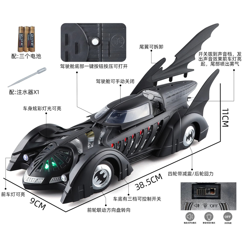 Spray 1:24 Batmobile 1955 1989 Tumbler Alloy Metal Diecast Model Car The Dark Knight Trilogy Sound Light Ornaments Birthday Gift