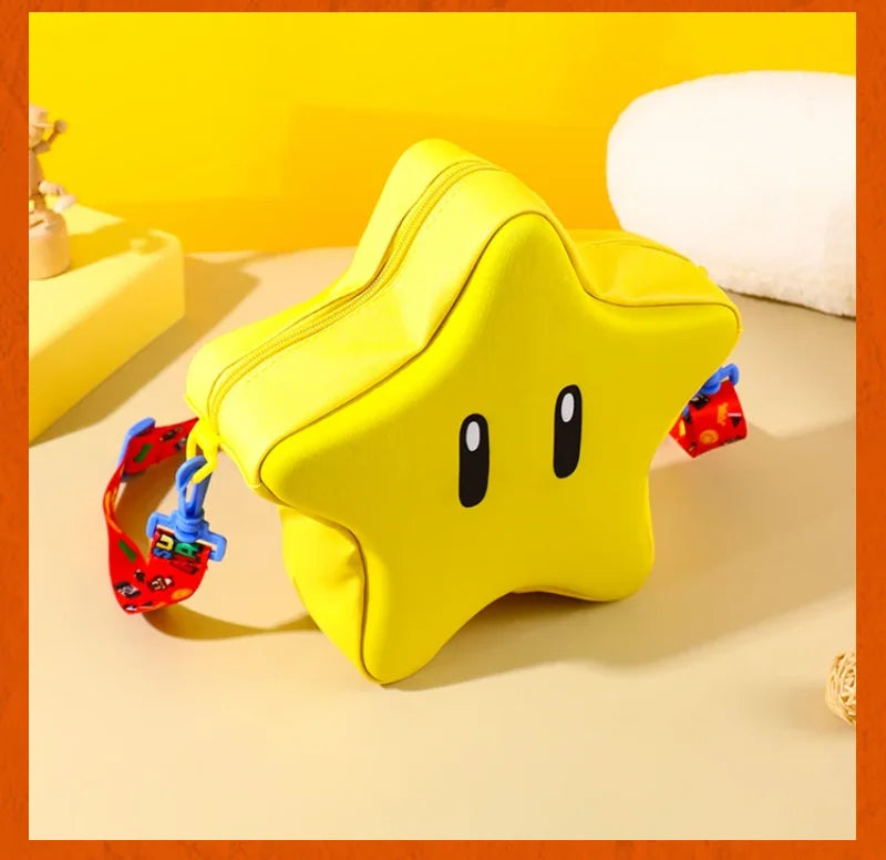 Super Mario Yellow Big Eye Star Backpack Girl Fashion Bag Student Crossbody Bag Anime Peripheral Backpack Birthday Gift