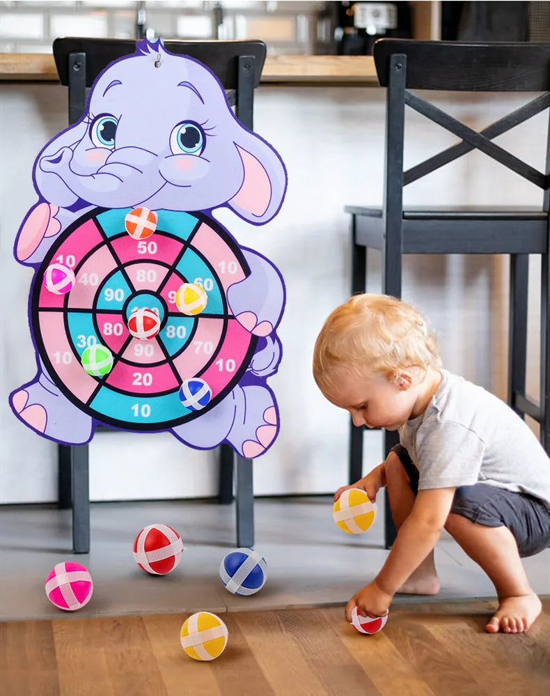 Child Montessori Toys for Kids Cartoon Animal Dart Board Sticky Ball Family Interactive Educational Toys Baby