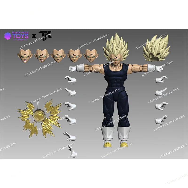 Black Hole & TK Dragon Ball Z SHF Super Saiyan SSJ Majin Vegeta Full Power Battle Damage Anime Action Figures Models Gifts Toys