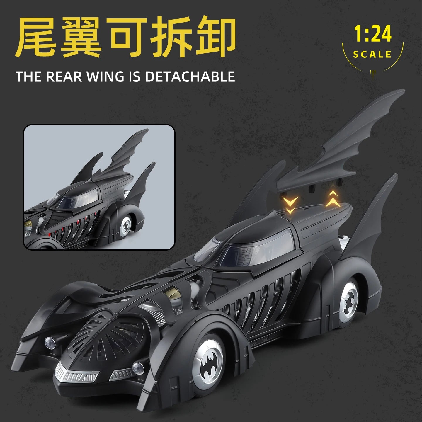 Spray 1:24 Batmobile 1955 1989 Tumbler Alloy Metal Diecast Model Car The Dark Knight Trilogy Sound Light Ornaments Birthday Gift