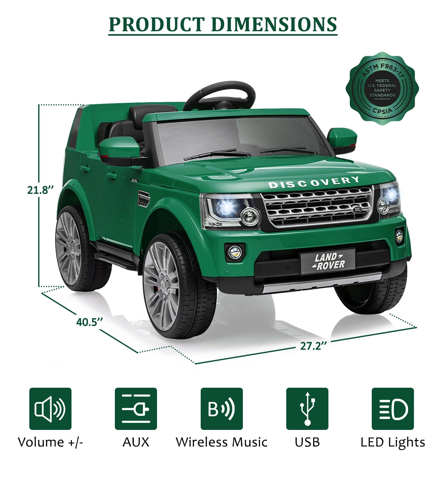 12V Dual-Drive Kid's Toy Car with Parent Remote Control/Hood Storage Electric Car with MP3 Player/LED Light AUX Interface 3-8YRS