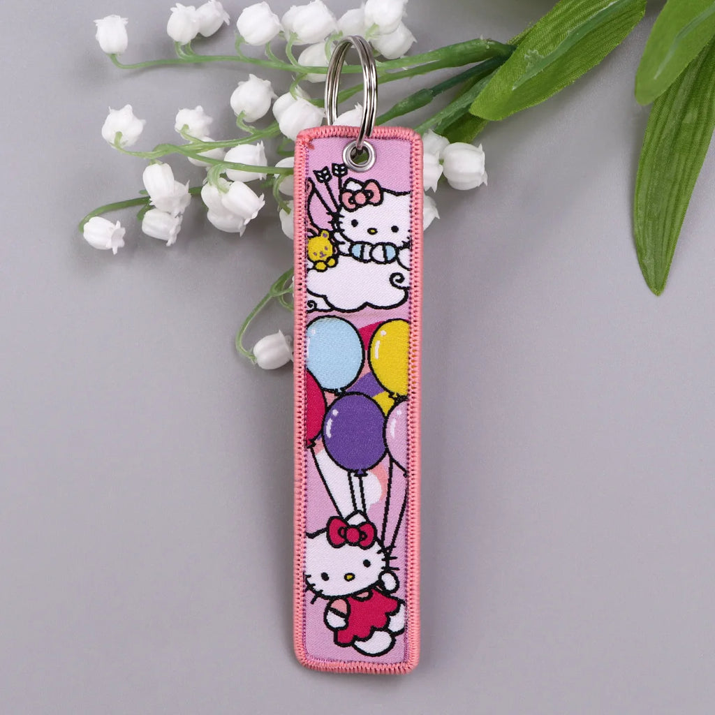 Sanrio Hello Kitty Melody Kuromi Embroidery KeyChain Key Tag Cars Backpack Chaveiro Keychain Keyring Accessories Toy Gift