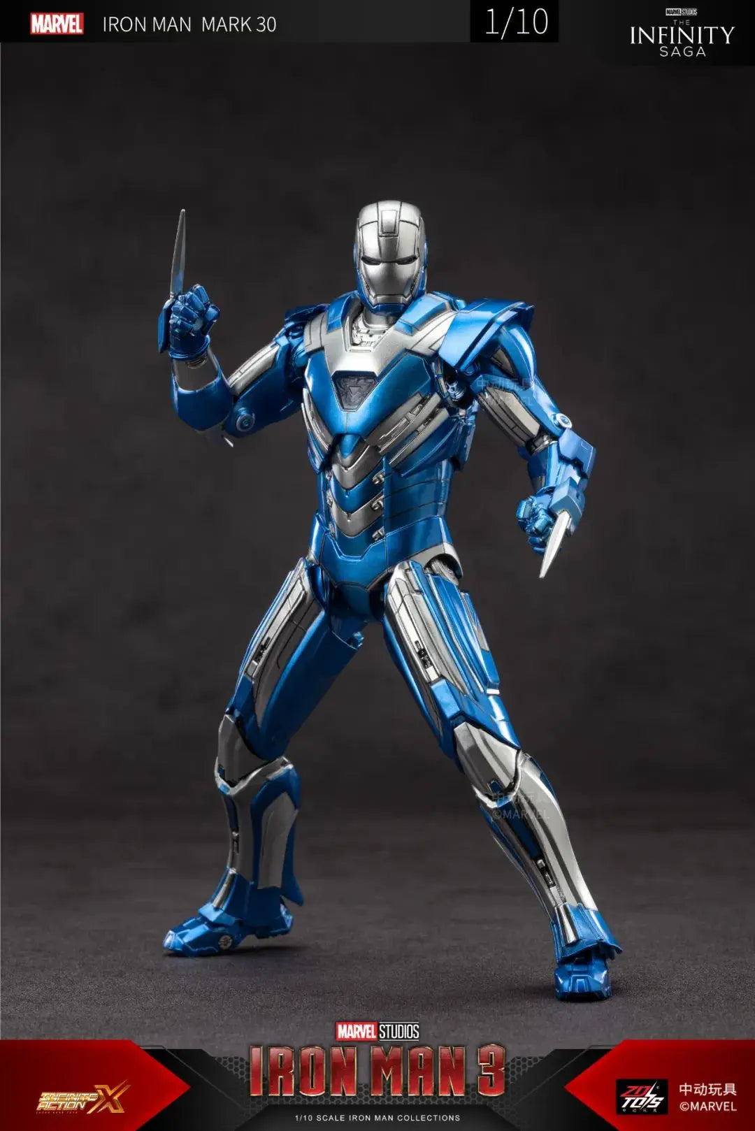 ZD Original Iron Man MK30 Blue Steel 1/10 Iron Patriot MK3 Marvel legends War Machine 10th Anniversary Action Figure Model Gift