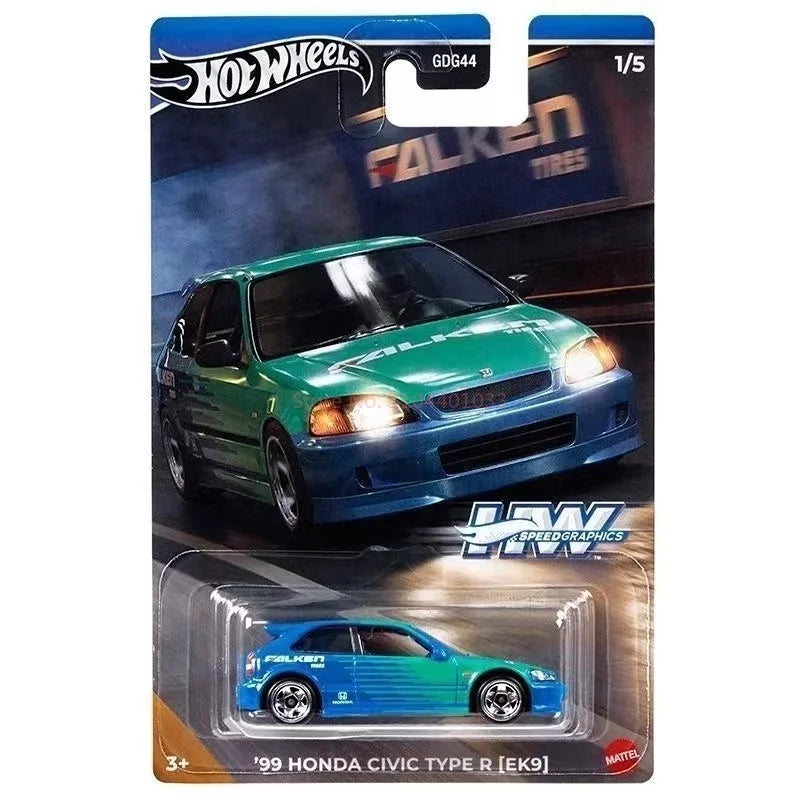 Original Hot Wheels Semi Premium Speed Graphics Series 99 Honda Civic Type R (Ek9) Model Cars Toys Boys Birthday Gifts