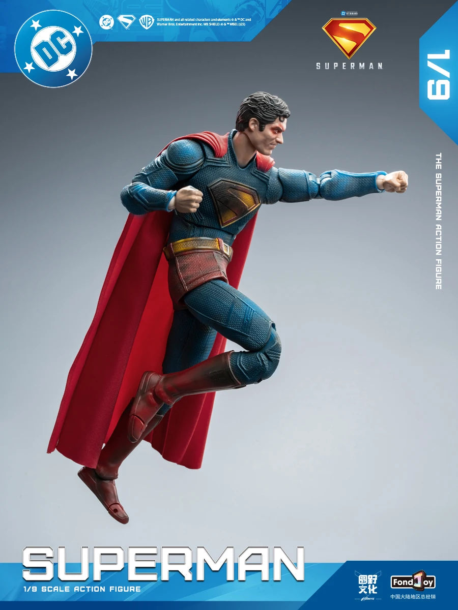 2025 Original Fondjoy David Corenswet Superman Action Figure 1/9 New SupermanFigure PVC Joint Movable Kid Toy Boy Gift