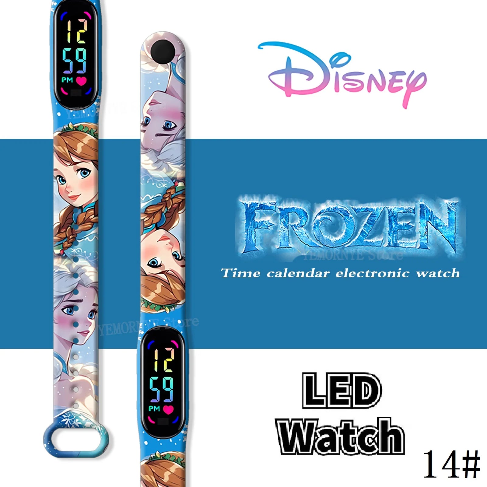Disney Frozen Digital Kids' Watches Anime Figures LED Luminous Watch Touch Waterproof Electronic Sports Watch Kids Birthday Gift