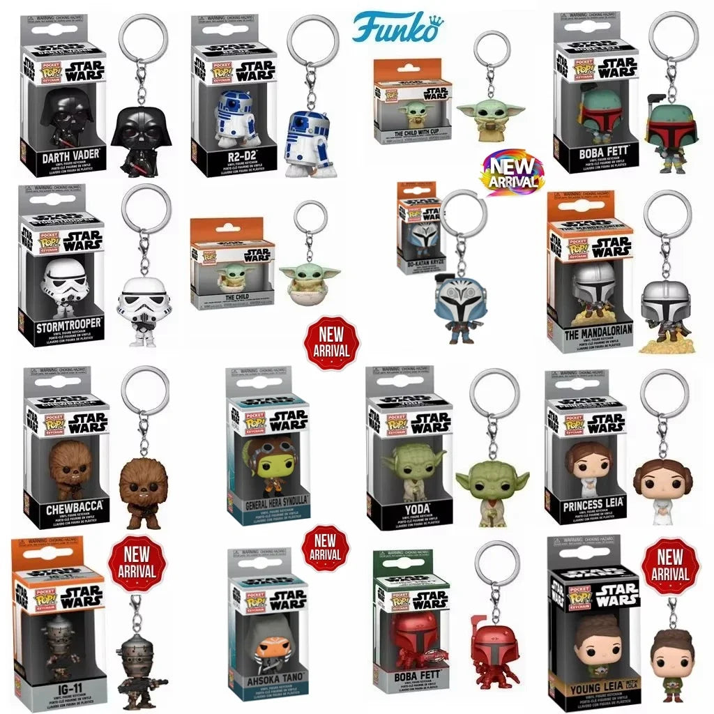 FUNKO Pop Star Wars Luke Skywalker Hera Sindula Asocapotan Laya IG-11 Chewbacca R2-D2 Darth Vader Assault Team Pocket Keychain