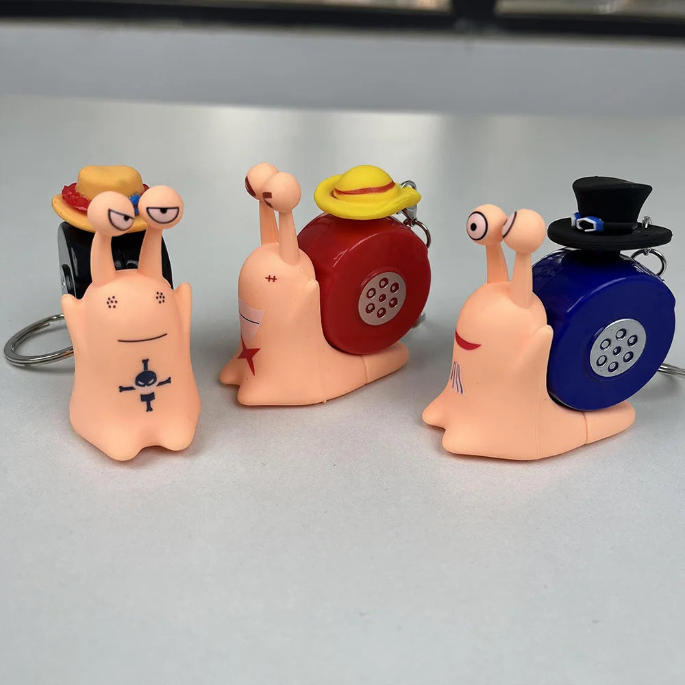 Anime One Piece Den Den Mushi Model Toys Cartoon Luffy Sabo Ace Snail Shaped Phone Can Sound Recording Toys for Children Gifts