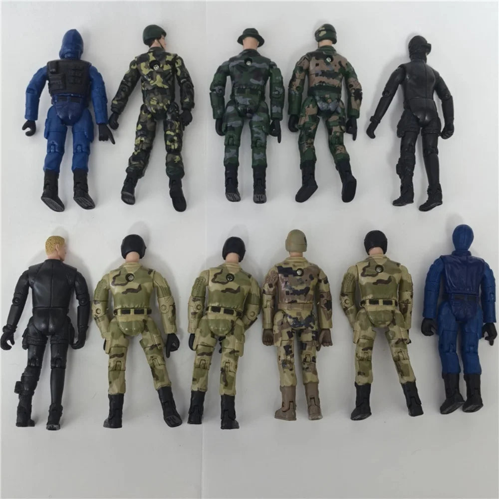 8Pcs Warrior Elite Force 1:18 Military Action Figure Toys with Weapons 10cm Terrorist SWAT Team Soldiers Statue for Children