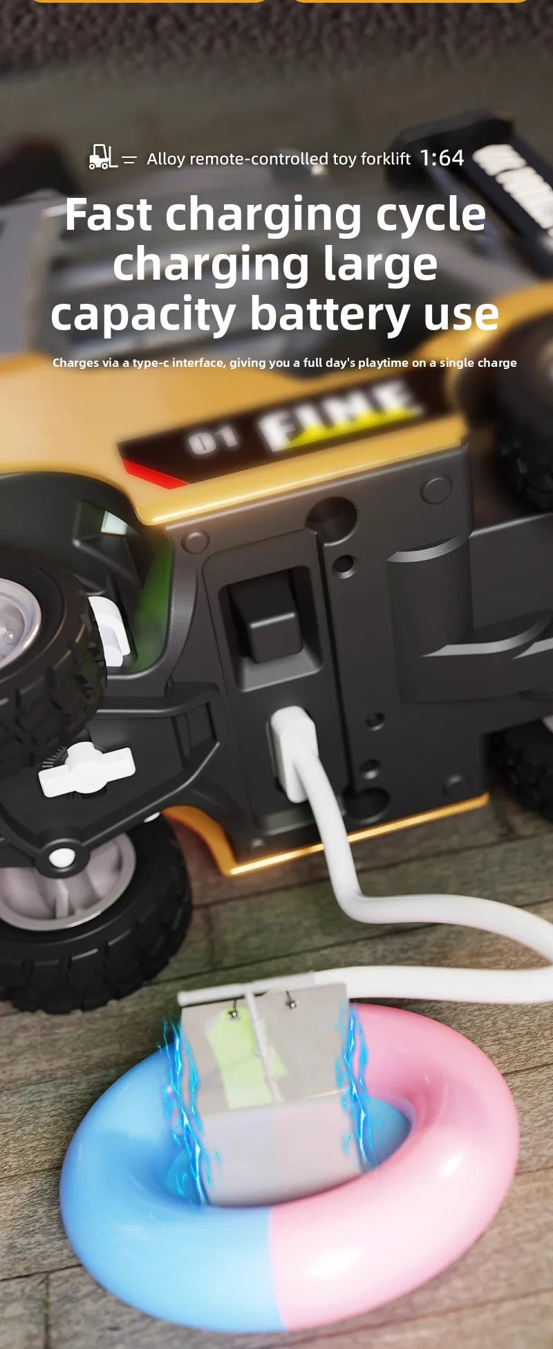 1/64 2.4G RC Mini Alloy Forklift With Trailer Desktop Game Full-scale APP Remote Control Engineering Lift Truck Kids Toys Gifts