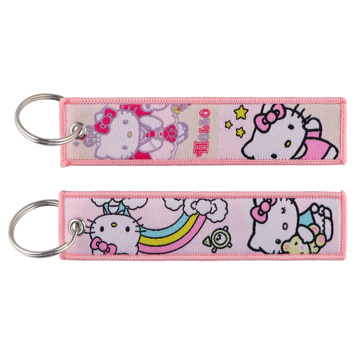 Sanrio Hello Kitty Melody Kuromi Embroidery KeyChain Key Tag Cars Backpack Chaveiro Keychain Keyring Accessories Toy Gift