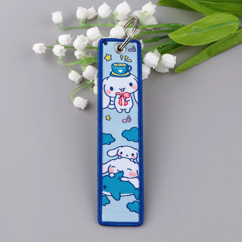 Sanrio Hello Kitty Melody Kuromi Embroidery KeyChain Key Tag Cars Backpack Chaveiro Keychain Keyring Accessories Toy Gift
