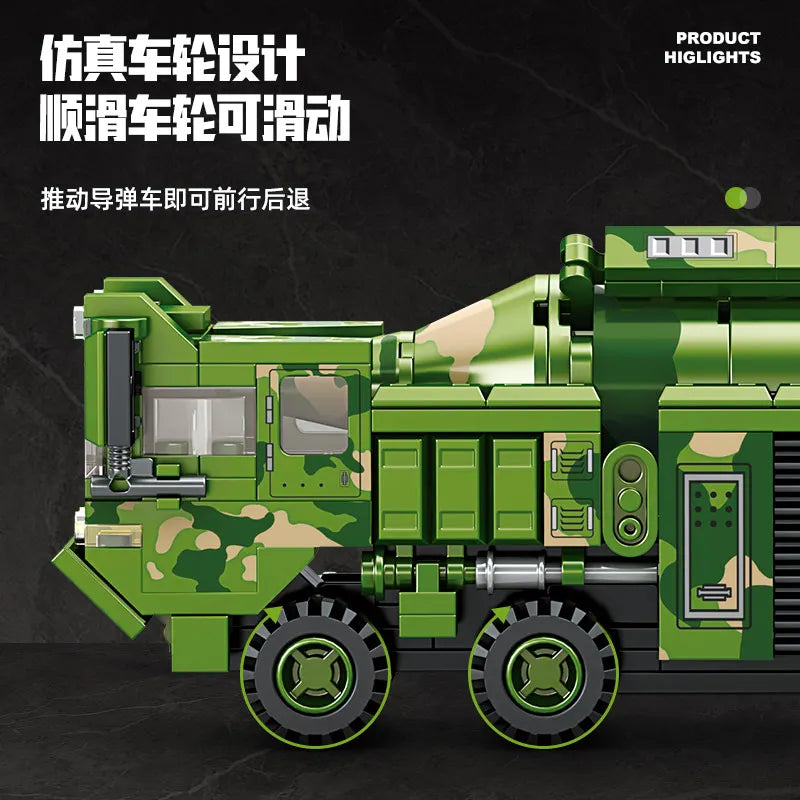 Missile Vehicle Building Blocks WWII Military Truck Brick Tank Building Blocks Missile Launcher Model Boys Toys Kids Toys