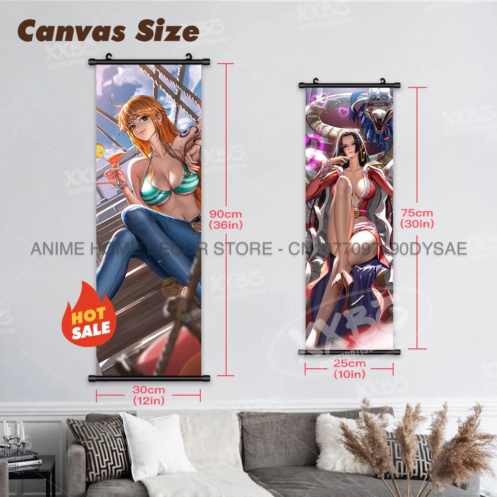 ONE PIECE Posters Anime Monkey D. Luffy Hanging Painting Yamato Scrolls Picture Nico Robin Home Decor Wallpaper Canvas Wall Art