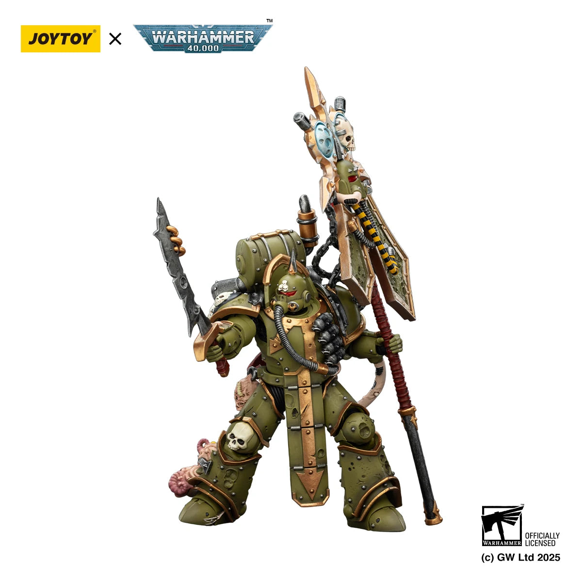 JOYTOY Warhammer 40K 1/18 Action Figure Death Guard Plague Marine Icon bearer Anime figures Toys Model