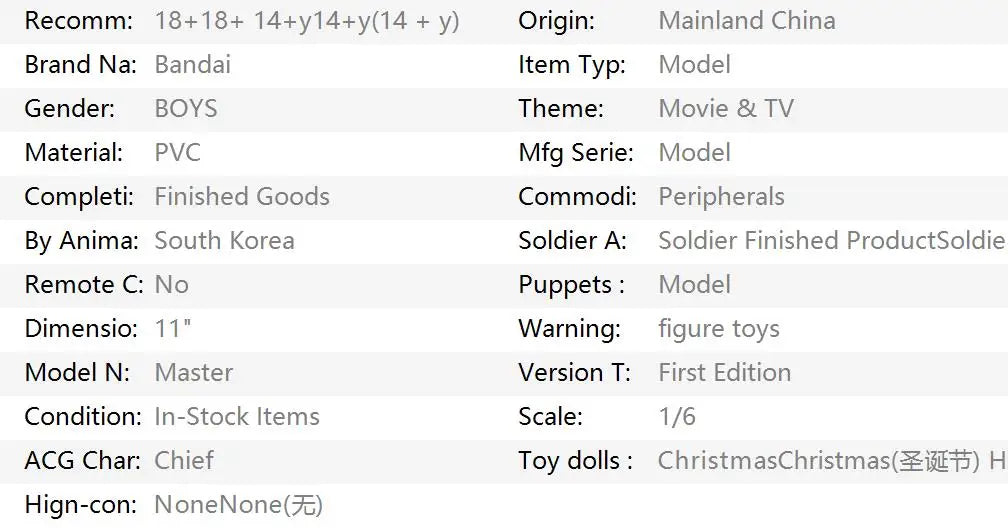 Master Solider Chief  PVC Action Figure Collectible Model Toy Cheap Sale