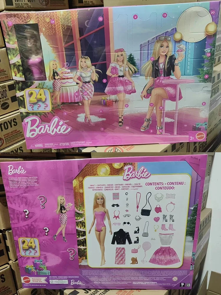 Official Licensed Barbie 2026 New Pink Fashion Surprise Advent Calendar Gift Blind Box  Jfl63 Barbie Collectibles Model Toy