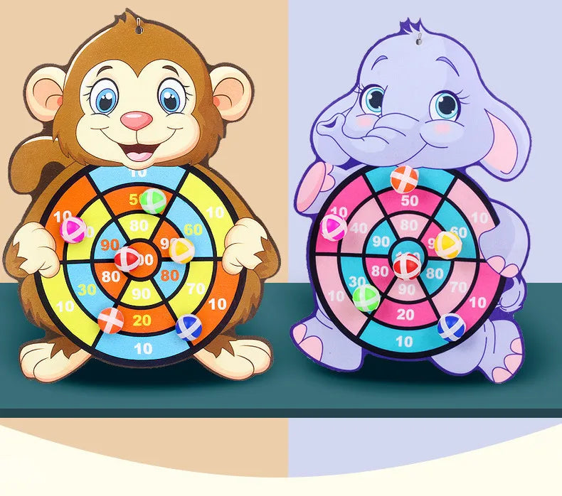 Child Montessori Toys for Kids Cartoon Animal Dart Board Sticky Ball Family Interactive Educational Toys Baby