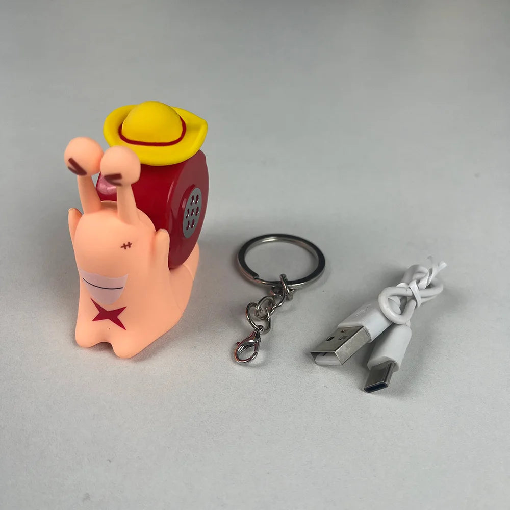 Anime One Piece Den Den Mushi Model Toys Cartoon Luffy Sabo Ace Snail Shaped Phone Can Sound Recording Toys for Children Gifts