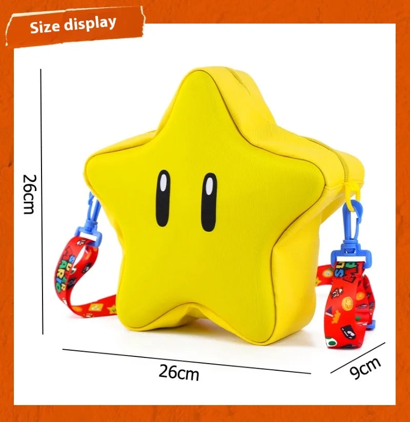 Super Mario Yellow Big Eye Star Backpack Girl Fashion Bag Student Crossbody Bag Anime Peripheral Backpack Birthday Gift