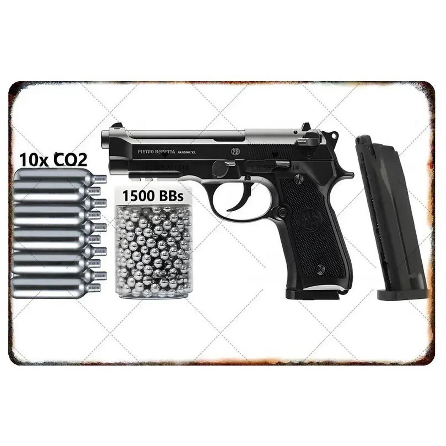 Pistol Metal Signs, Exuding Military Flair, Ideal As Wall Decoration in Man Cave, Home, Cafe, Garden, Club and Bar Settings.