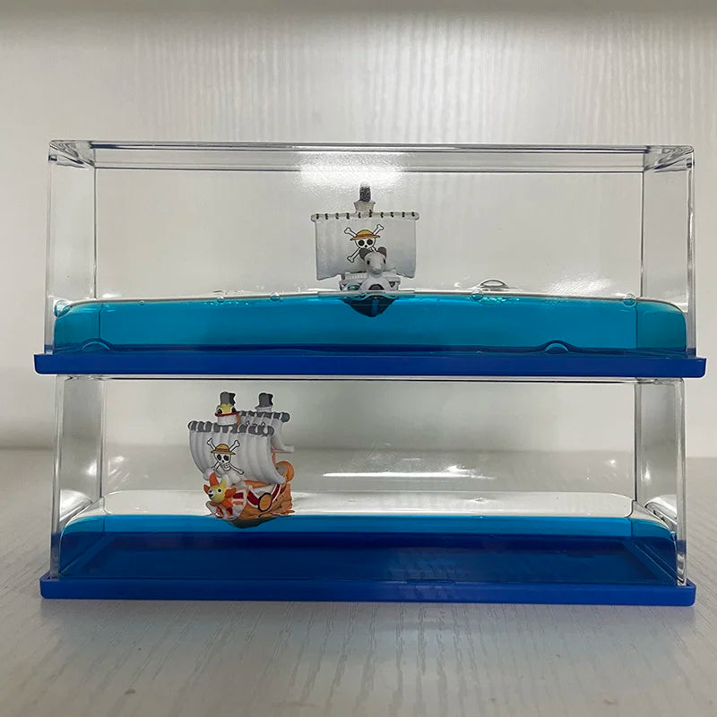 One Piece Floating Drift Bottle 3D Ship Go Merry Thousand Sunny Fluid Boat In Bottle Home Desktop Decor Anime Collection Adult