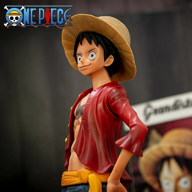 28cm  One Piece Anime Figure Confident Smiley Luffy Three Form Face Changing Doll Action Figurine Model Toys  Kits