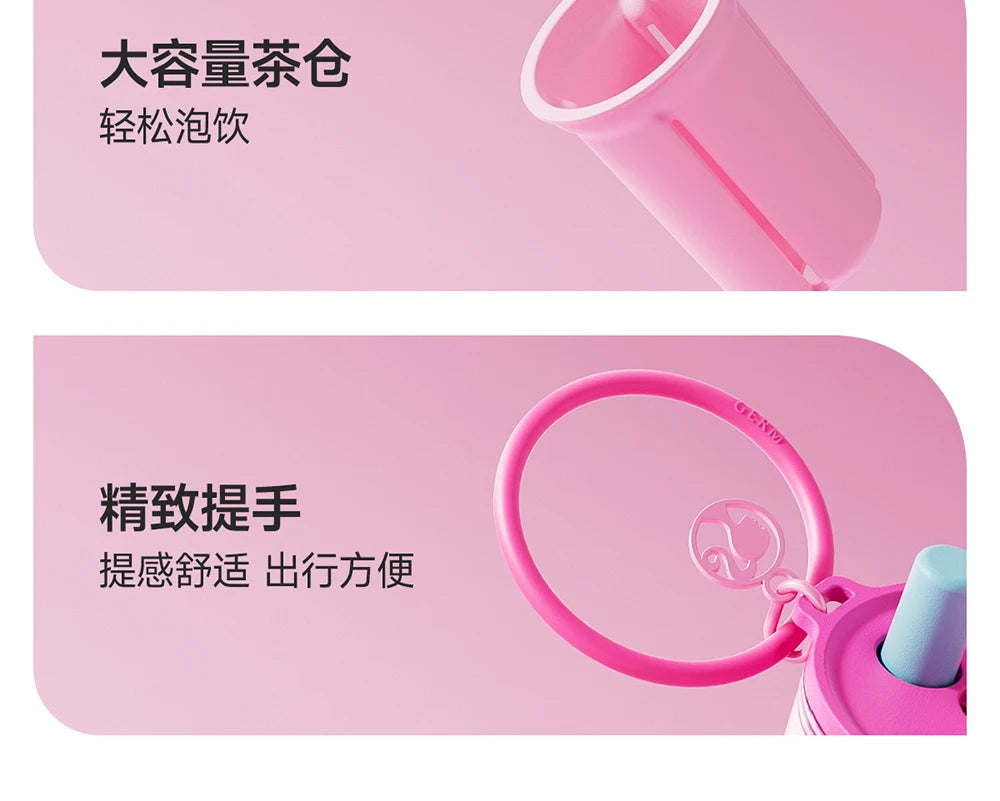 500ml/750ml Summer Barbie Transparent Cup Straw Bead Chain makeup Combo Portable Lightweight Drink Cup For School & Office Use