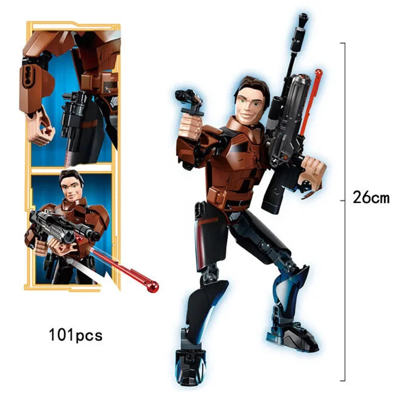 Space Wars Buildable Action Figures Kylo Ren Chewbacca Boba Jango Fett General Grievous Toys for Kids (KSZ605/617/326)